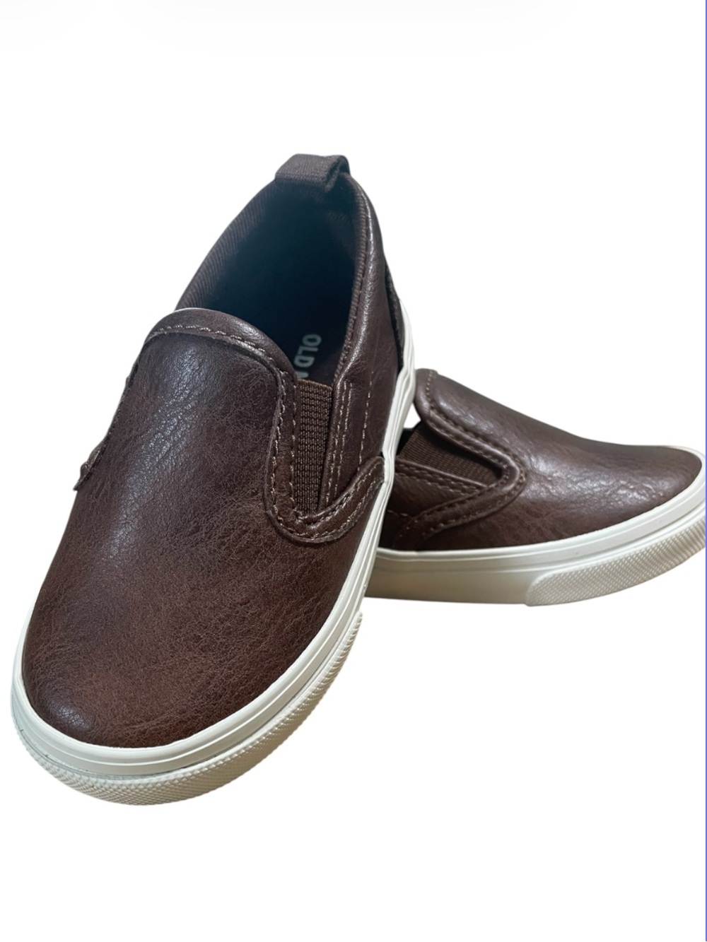Old Navy Brown Slip-On Boys Sneakers with White Soles